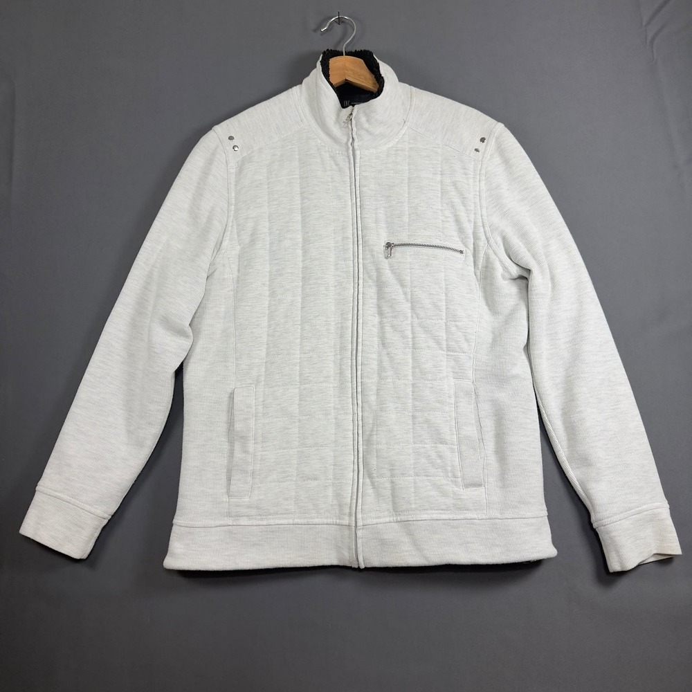 International Concepts Quilted Full Zip Jacket Heather Gray Mens Large L